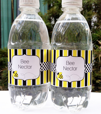 Printable Bee day Party Water Bottle wrappers