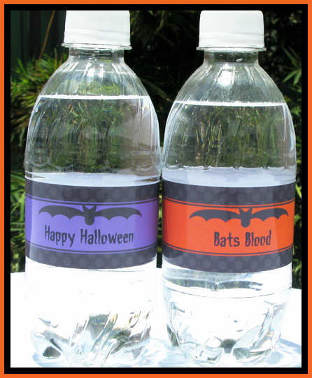 Printable Halloween water bottle labels