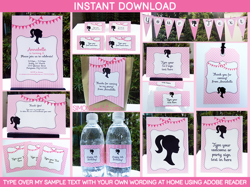 Barbie Party Theme Printables, Invitations & Decorations