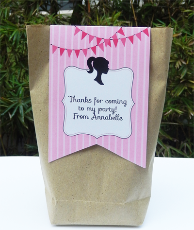 barbie party favor tags