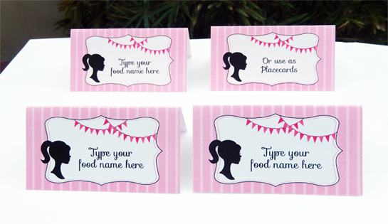 barbie party food labels