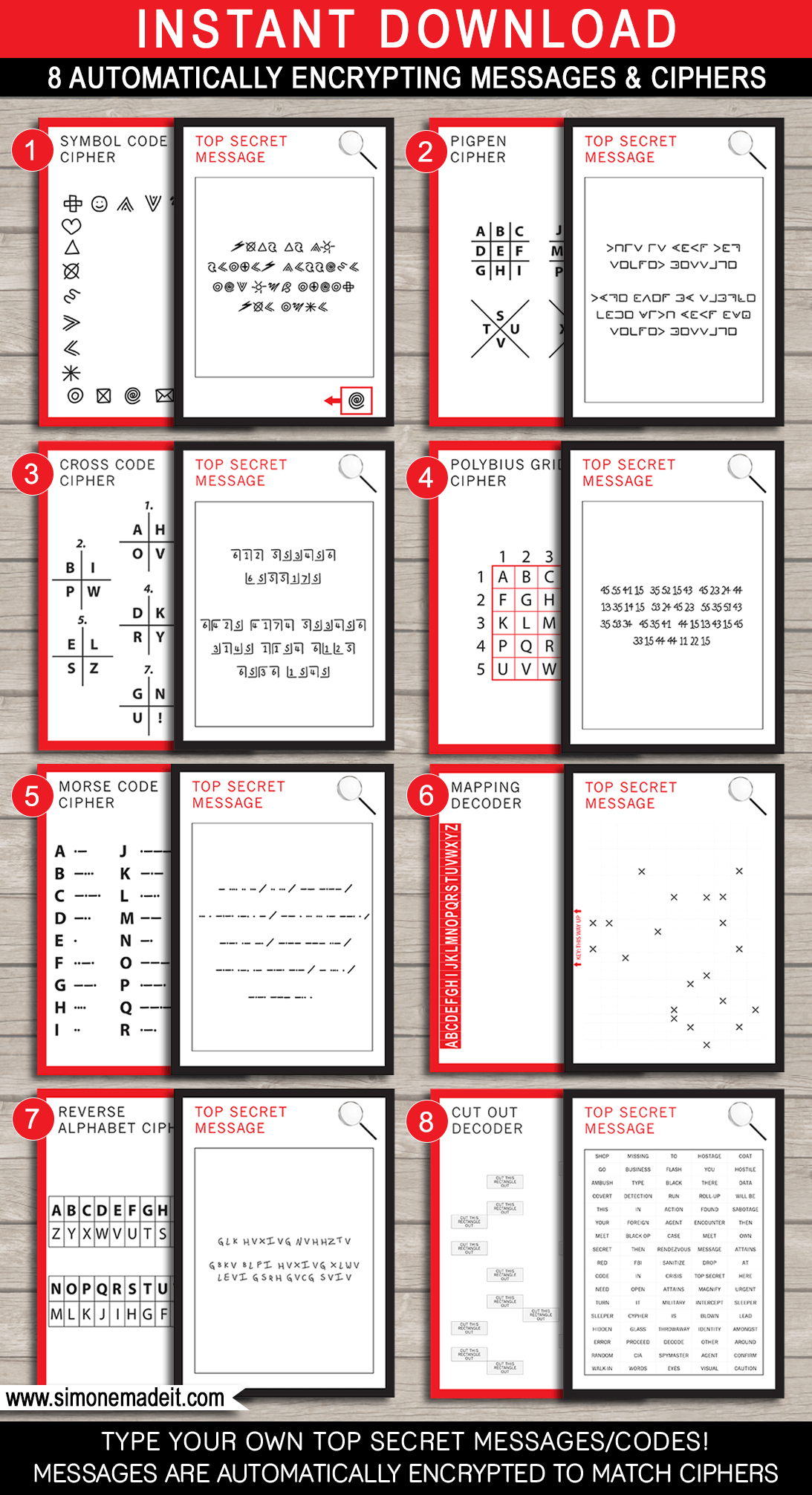 Spy Party Games 8 Printable Secret Codes And Ciphers Top Secret