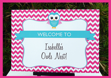 Owl Printable Collection Pink Party Signs