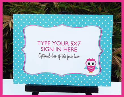 Owl Printable Pink Collection Table Sign