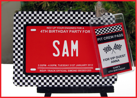 Race car party invitations