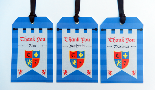 Knights Party Favor Tags | Knight Birthday Party