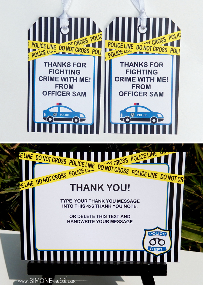 Police Birthday Party Favor Tags