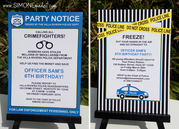 Police Themed Party Invitations