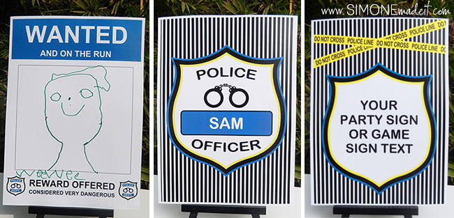 Police Birthday Party Printables | Wanted Posters | Signs