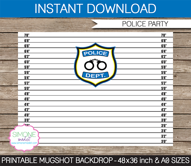 Police Themed Party Mugshot Printable Backdrop