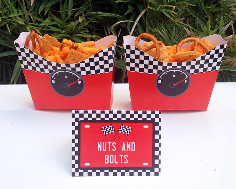 Race Car Party Food Ideas | Nuts and Bolts Snack Boxes