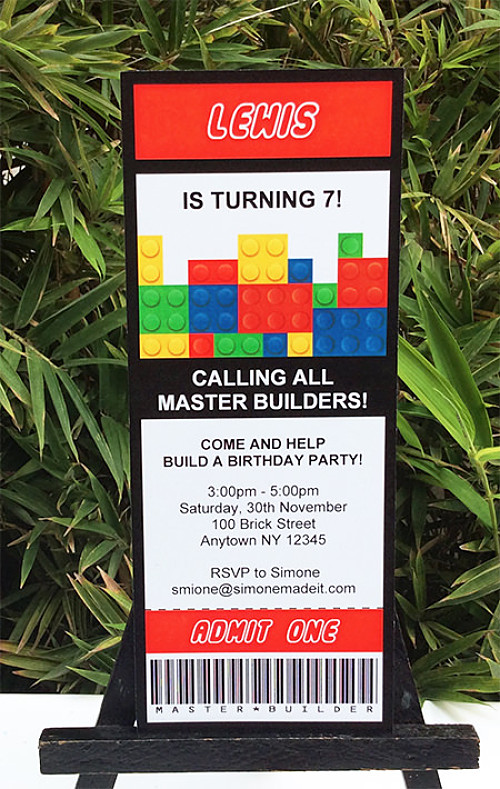 Lego Birthday Printables Ticket Invitation #lego