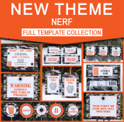 Nerf Birthday Party Printables - Editable Templates