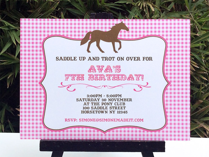 Horse Birthday Party Invitations | Pony Birthday Party | Printable Template