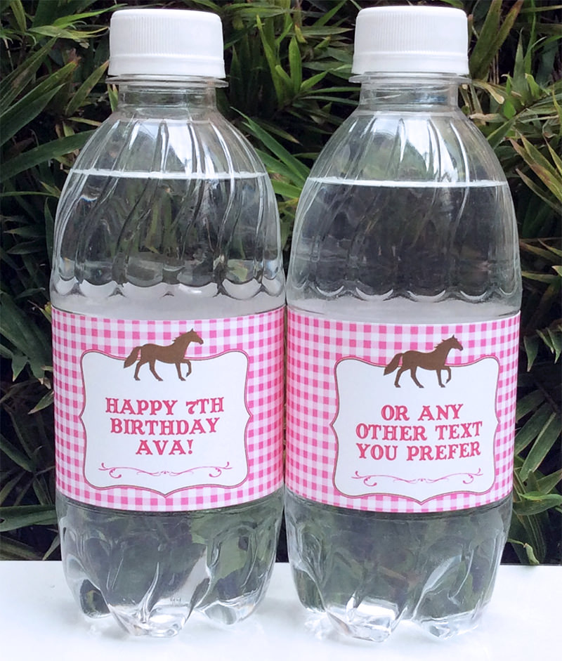 Horse Birthday Party Water Bottle Labels | Pony Birthday Party | Printable Template