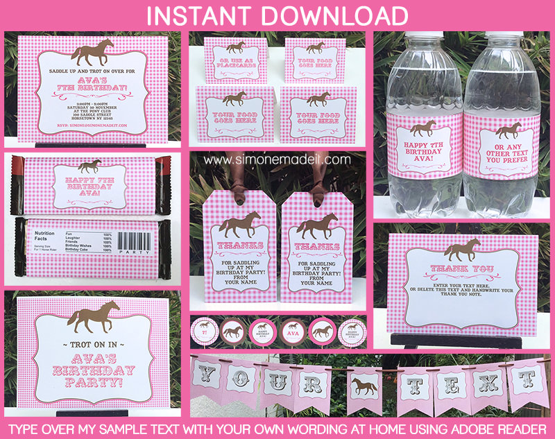 Horse Birthday Party | Pony Birthday Party | Theme Printable Templates | $12.50 via SIMONEmadeit.com