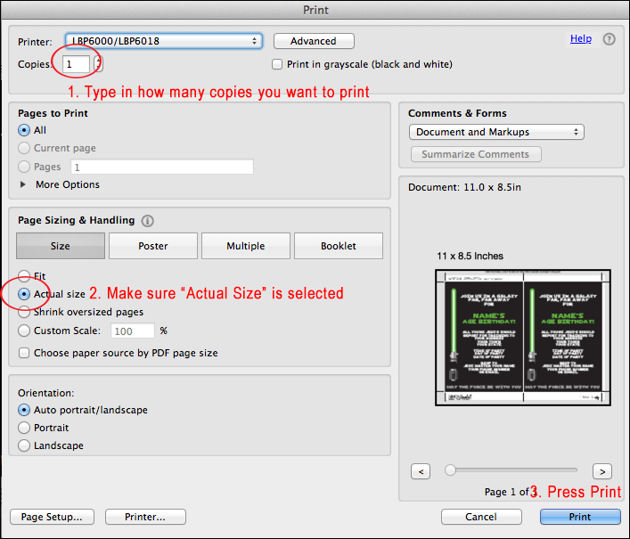 Print an editable PDF template on Adobe Acrobat Reader DC