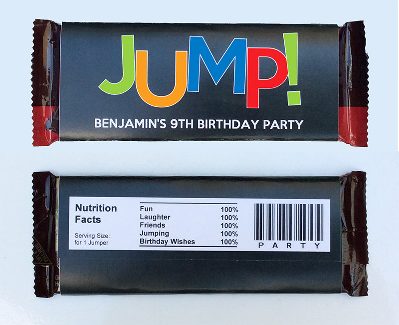 Trampoline Party Candy Bar Wrappers  | INSTANT DOWNLOAD via SIMONEmadeit.com