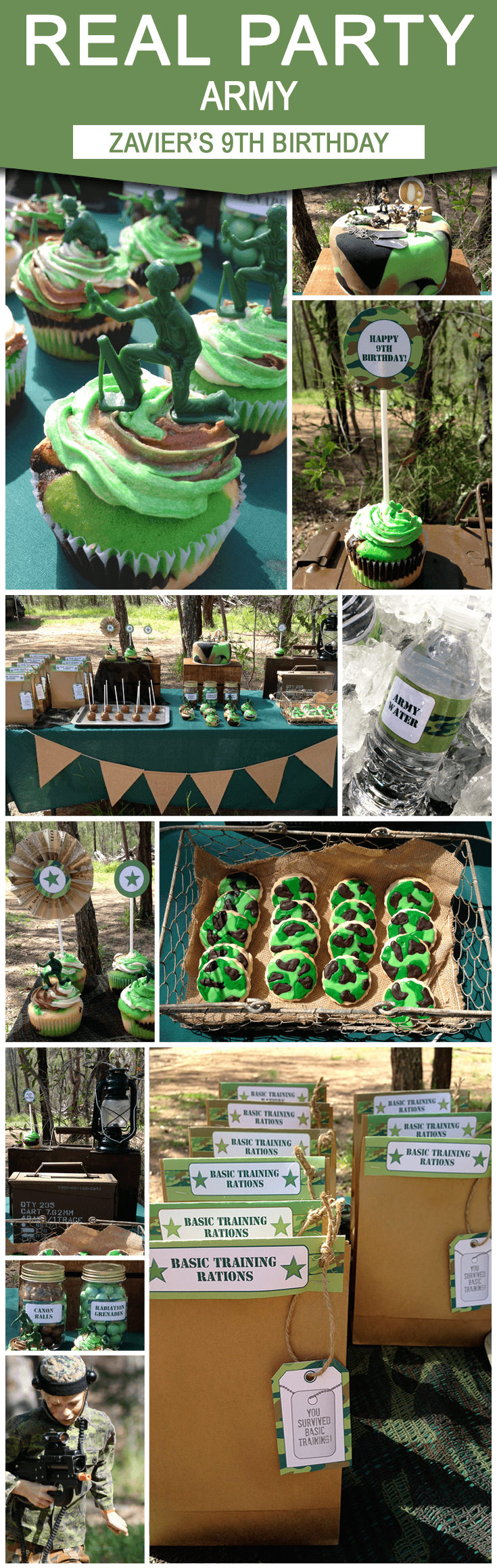 Camo Birthday Party Theme | Zavier's 9th Army Birthday Party from Sarah at Chai Days | Army Party Ideas | Decorated with SIMONEmadeit.com DIY Printable Templates