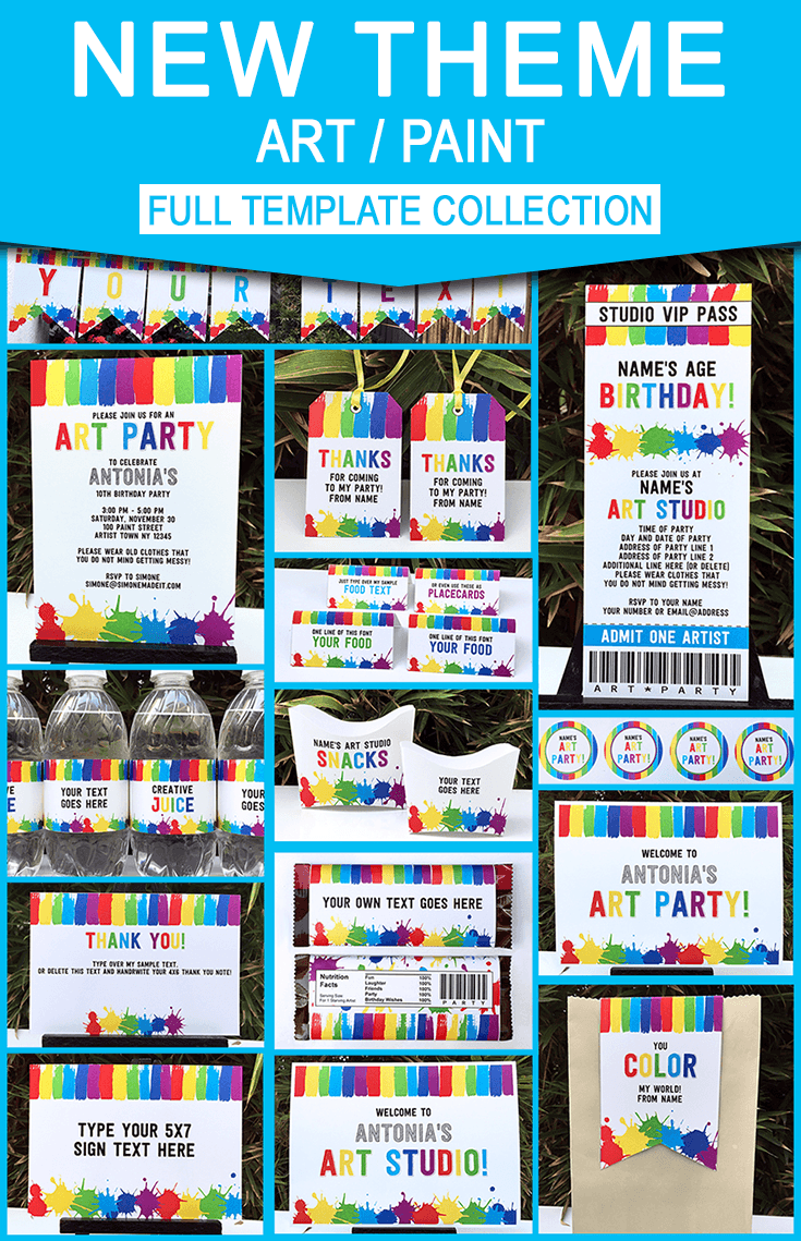 Colorful Art Party with tons of ideas, FREE printables, Tutorials