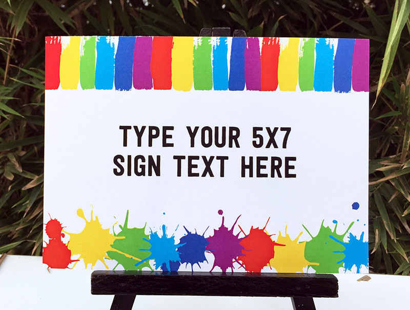 Art Birthday Party Theme 5x7 sign | Paint Party | DIY Editable Template