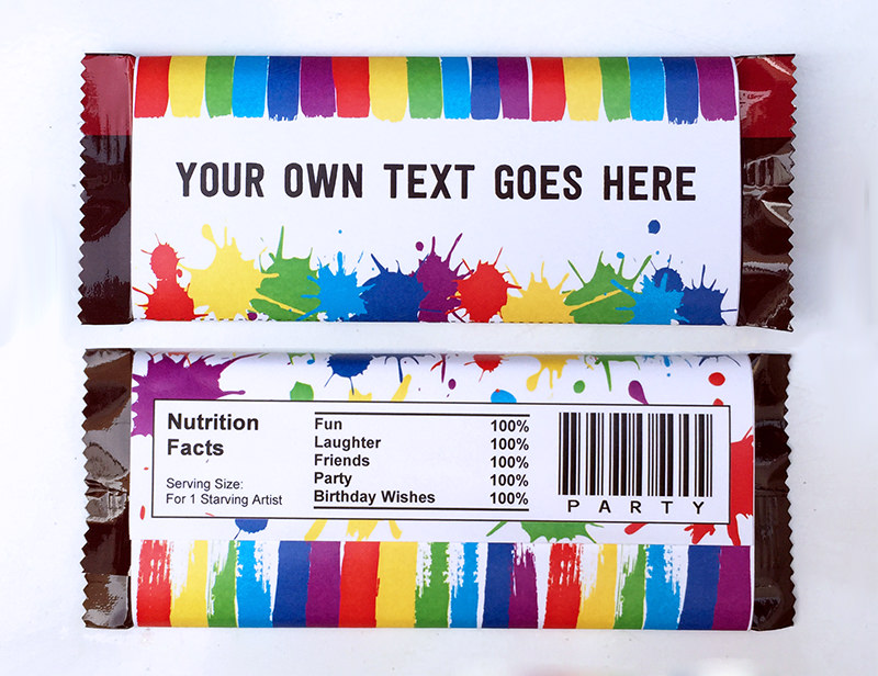 Art Birthday Party Theme Hersheys Candy Bar Wrapper | Paint Party | DIY Editable Template