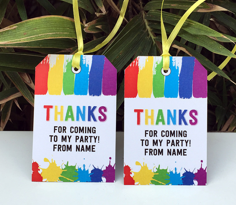 Art Birthday Party Theme Favor Tags | Paint Party | DIY Editable Template