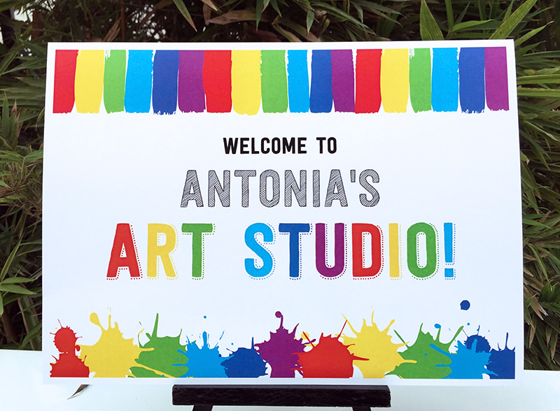 Art Birthday Party Theme Welcome Sign | Paint Party | DIY Editable Template