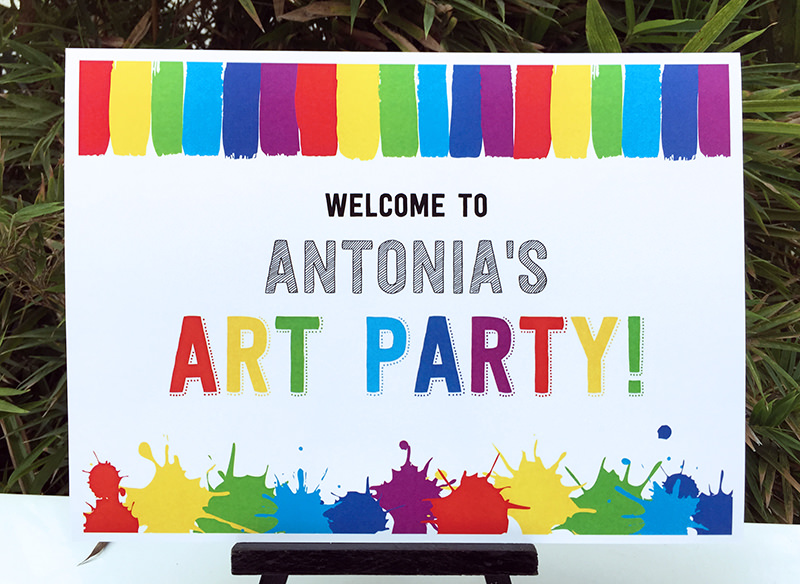 Art Birthday Party Theme Welcome Sign | Paint Party | DIY Editable Template