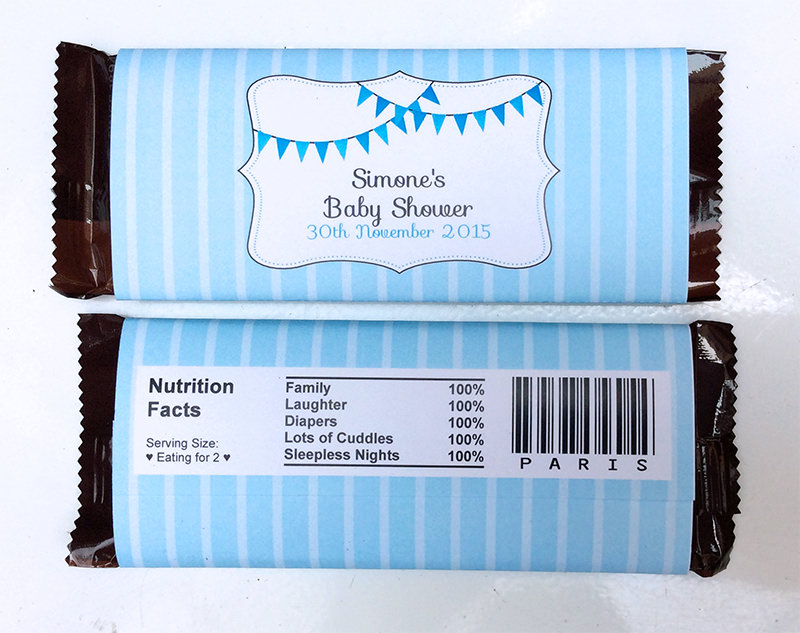 Blue Paris Baby Candy Bar Wrappers | Editable DIY Printable Template