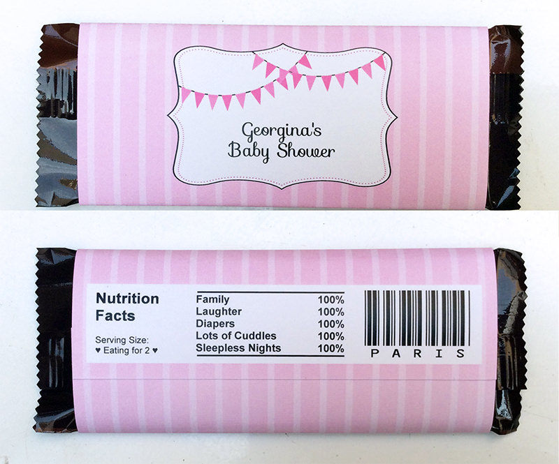 Pink Paris Baby Candy Bar Wrappers | Editable DIY Printable Template