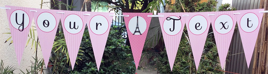 Pink Paris baby shower banner | Editable DIY Printable Template