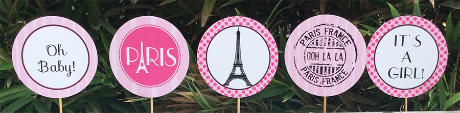 Pink Paris Baby Shower Cupcake Toppers | Editable DIY Printable Template