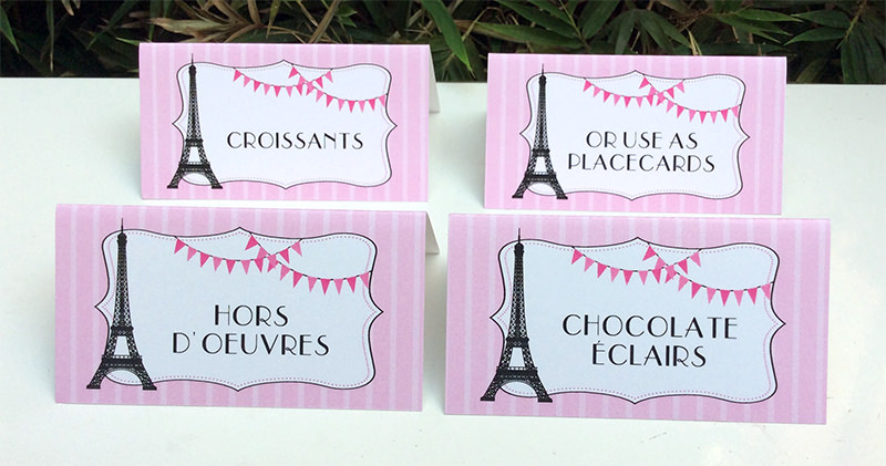 Pink Paris Baby Shower Food Labels | Editable DIY Printable Template
