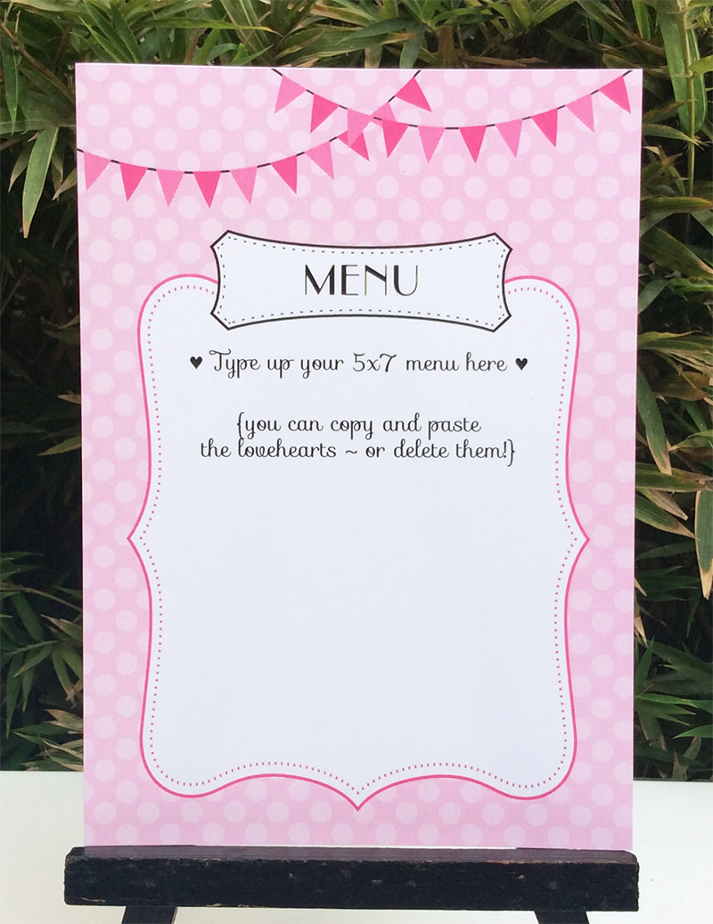 Pink Paris Baby Shower Menu | Editable DIY Printable Template