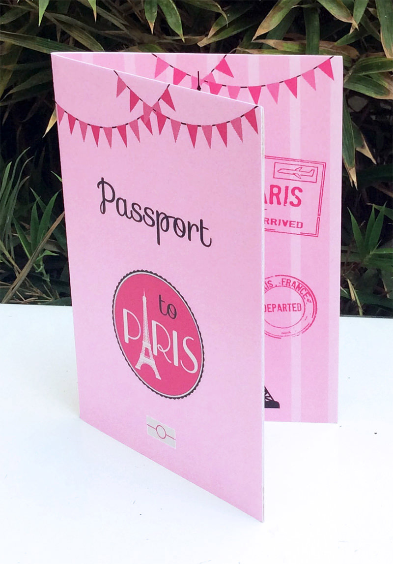 Pink Paris baby shower Passport | Editable DIY Printable Template