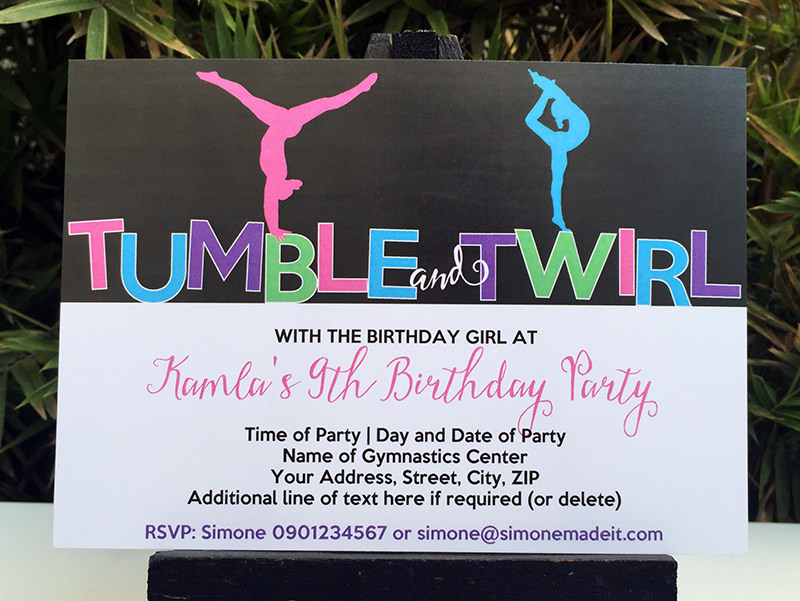 Gymnastics Birthday Party Invitations | Editable DIY Template