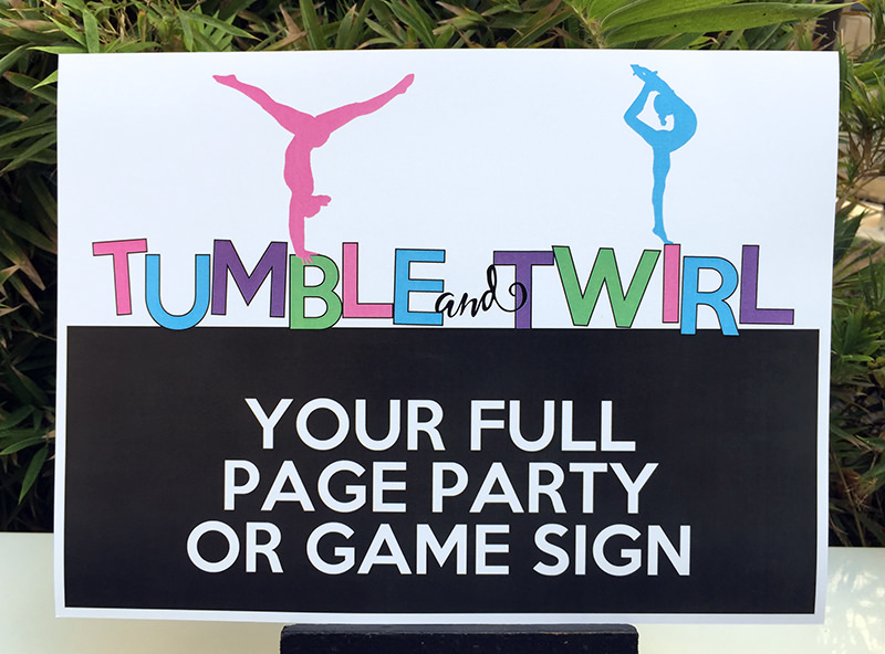 Gymnastics Birthday Party Signs | Editable DIY Templates