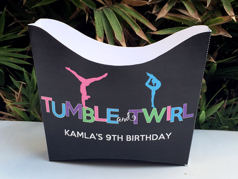 Gymnastics Birthday Party Snack Boxes | Editable DIY Template