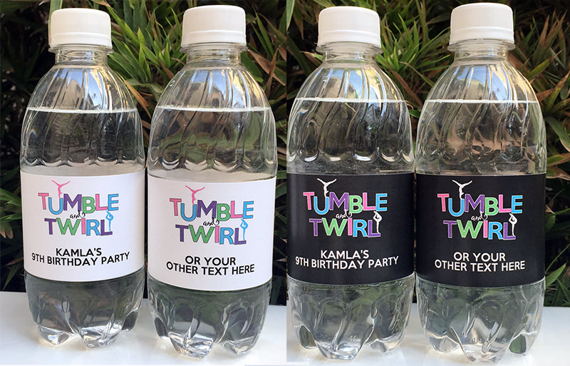 Gymnastics Birthday Party Water Bottle Labels | Editable DIY Template