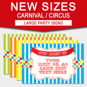 Carnival Signs | Circus Signs | Large Sizes | Party Decorations | Editable & Printable Templates