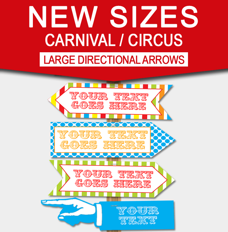 DIY Carnival Directional Sign | Editable Templates | Carnival Theme | Circus Theme | Birthday Party Decorations | via SIMONEmadeit.com