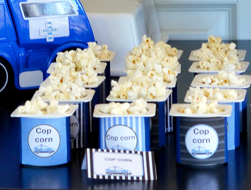 Police Birthday Party Food Ideas - cop corn