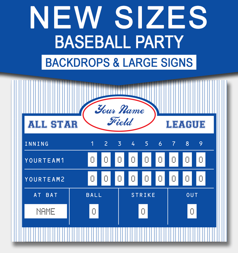 Printable Baseball Party Backdrops and Signs