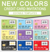 New colors - Credit Card Invitations | Mall Scavenger Hunt Party Invitations | Shopping Party Theme | Editable & Printable DIY Templates | $7.50 INSTANT DOWNLOAD via simonemadeit.com