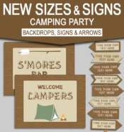 Printable Camping Party Signs and Backdrops | Editable DIY Templates | Instant Download via simonemadeit.com