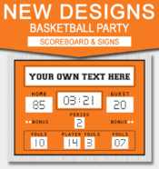 Printable Basketball Scoreboard Template | Printable Basketball Signs | Basketball Theme Party | Editable DIY Templates | Instant Download via simonemadeit.com