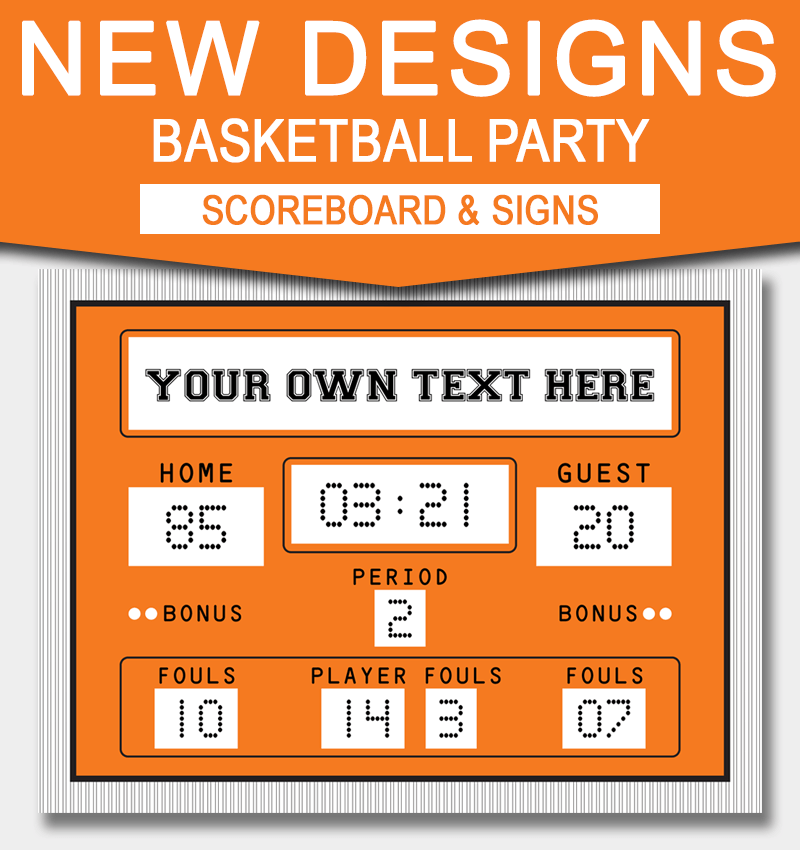 Printable Basketball Scoreboard Template | Printable Basketball Signs | Basketball Theme Party | Editable DIY Templates | Instant Download via simonemadeit.com