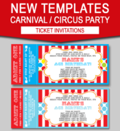 Editable Carnival Ticket Invitations | Editable Circus Ticket Invitations | Birthday Party | Big Top Circus | Editable and Printable Invitation Templates | INSTANT DOWNLOADS $7.50 via simonemadeit.com