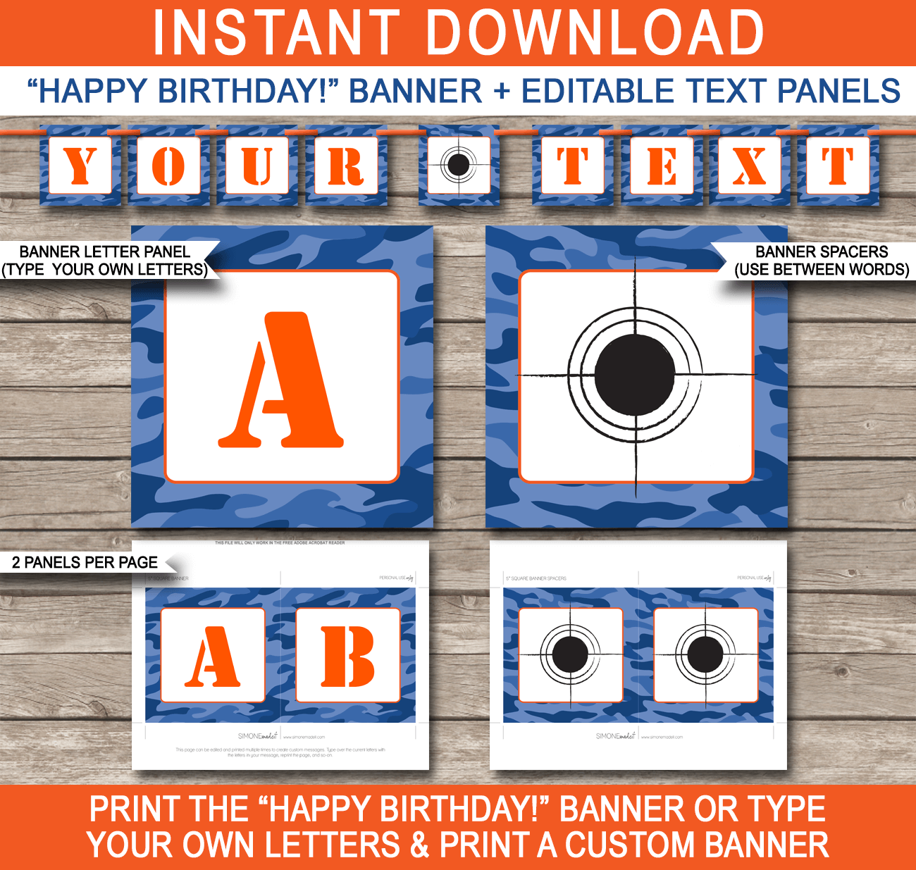 Nerf Party Banner | Happy Birthday Banner | Editable and Printable DIY Templates | Instant Download